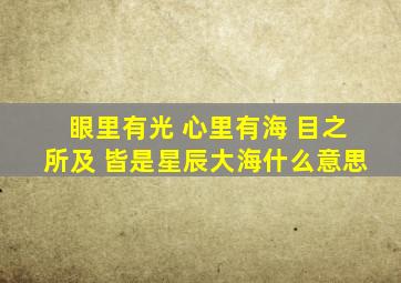 眼里有光 心里有海 目之所及 皆是星辰大海什么意思